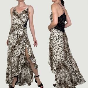 Tadashi silk leopard print maxi slip dress lace cocktail gown maxi formal long 4